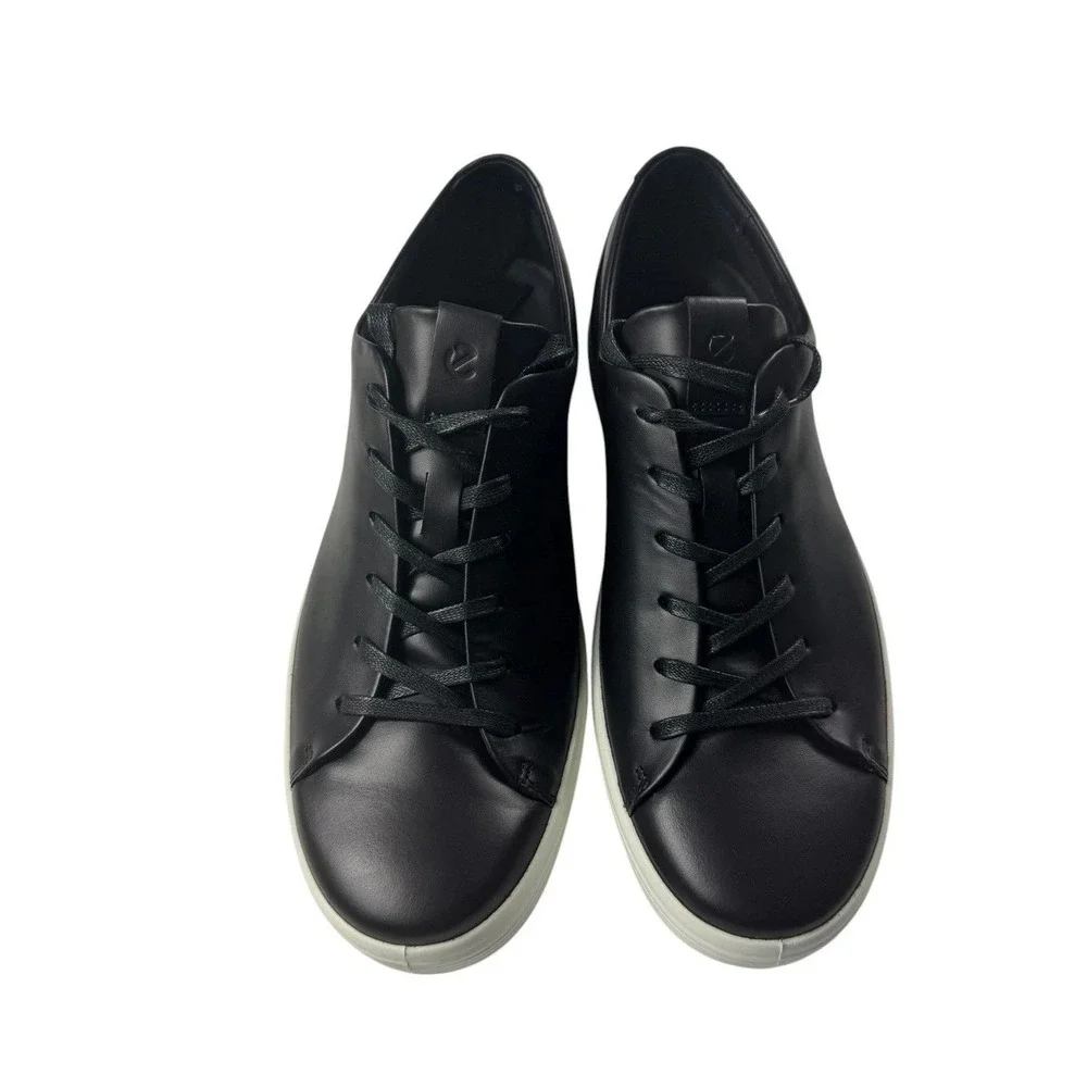 ECCO Soft 7 M Sneakers Mens 9-9.5 Black Leather Lace Up Low Top 470794 01001 NEW